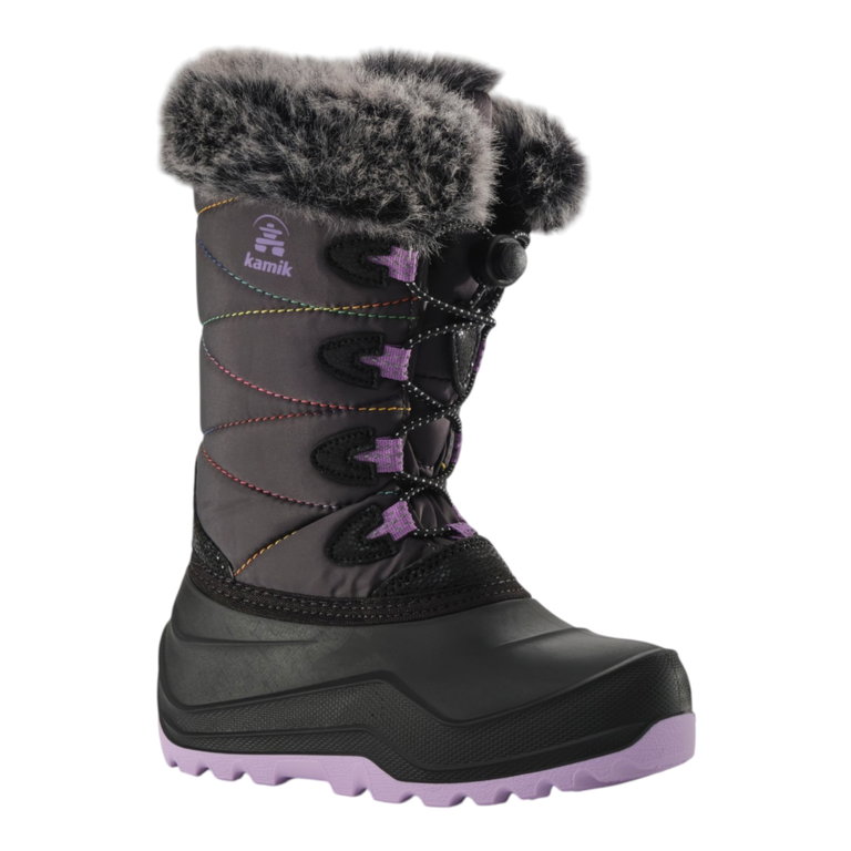 Kamik Winter Boots Snowangel - Made in Canada, waterproof - charcoal grey/purple girls